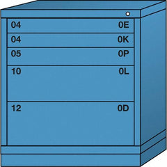 Lyon - 5 Drawer, Standard Bench Height - Single Drawer Access Cabinet - Steel, 30" Wide x 28-1/4" Deep x 33-1/4" High, Wedgewood Blue - Benchmark Tooling