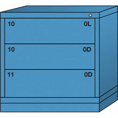 Lyon - 3 Drawer, Standard Table Height - Single Drawer Access Cabinet - Steel, 30" Wide x 28-1/4" Deep x 30-1/8" High, Wedgewood Blue - Benchmark Tooling