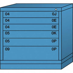 Lyon - 6 Drawer, Standard Table Height - Multiple Drawer Access Cabinet - Steel, 30" Wide x 28-1/4" Deep x 30-1/8" High, Wedgewood Blue - Benchmark Tooling
