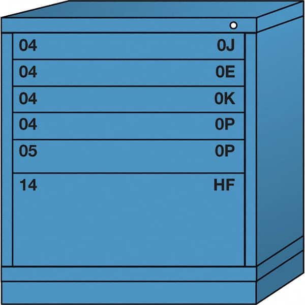 Lyon - 6 Drawer, Standard Bench Height - Single Drawer Access Cabinet - Steel, 30" Wide x 28-1/4" Deep x 33-1/4" High, Wedgewood Blue - Benchmark Tooling