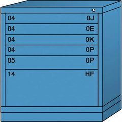 Lyon - 6 Drawer, Standard Bench Height - Multiple Drawer Access Cabinet - Steel, 30" Wide x 28-1/4" Deep x 33-1/4" High, Wedgewood Blue - Benchmark Tooling