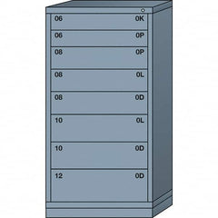 Lyon - 8 Drawer, Standard Eye-Level - Single Drawer Access Cabinet - Steel, 30" Wide x 28-1/4" Deep x 59-1/4" High, Dove Gray - Benchmark Tooling