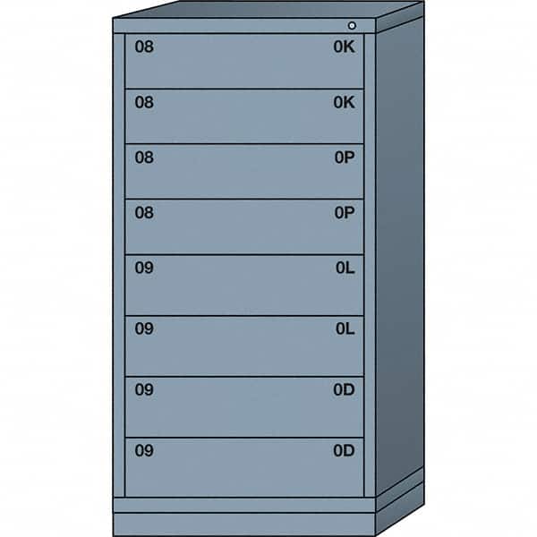 Lyon - 8 Drawer, Standard Eye-Level - Multiple Drawer Access Cabinet - Steel, 30" Wide x 28-1/4" Deep x 59-1/4" High, Dove Gray - Benchmark Tooling