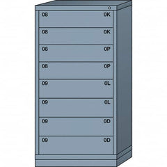 Lyon - 8 Drawer, Standard Eye-Level - Multiple Drawer Access Cabinet - Steel, 30" Wide x 28-1/4" Deep x 59-1/4" High, Dove Gray - Benchmark Tooling