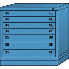 Lyon - 7 Drawer, Standard Table Height - Single Drawer Access Cabinet - Steel, 30" Wide x 28-1/4" Deep x 30-1/8" High, Wedgewood Blue - Benchmark Tooling
