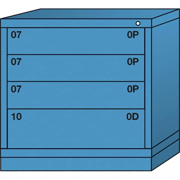 Lyon - 4 Drawer, Standard Table Height - Multiple Drawer Access Cabinet - Steel, 30" Wide x 28-1/4" Deep x 30-1/8" High, Wedgewood Blue - Benchmark Tooling