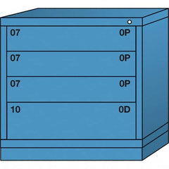 Lyon - 4 Drawer, Standard Table Height - Multiple Drawer Access Cabinet - Steel, 30" Wide x 28-1/4" Deep x 30-1/8" High, Wedgewood Blue - Benchmark Tooling