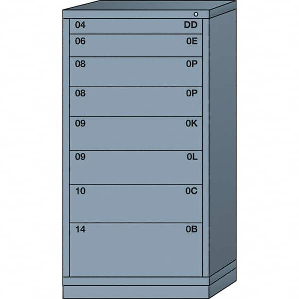 Lyon - 8 Drawer, Standard Eye-Level - Multiple Drawer Access Cabinet - Steel, 30" Wide x 28-1/4" Deep x 59-1/4" High, Dove Gray - Benchmark Tooling