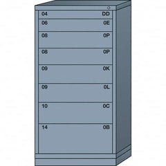 Lyon - 8 Drawer, Standard Eye-Level - Multiple Drawer Access Cabinet - Steel, 30" Wide x 28-1/4" Deep x 59-1/4" High, Dove Gray - Benchmark Tooling