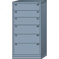 Lyon - 6 Drawer, Standard Eye-Level - Multiple Drawer Access Cabinet - Steel, 30" Wide x 28-1/4" Deep x 59-1/4" High, Dove Gray - Benchmark Tooling