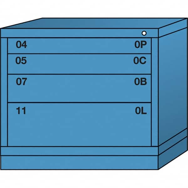 Lyon - 4 Drawer, Standard Desk Height - Multiple Drawer Access Cabinet - Steel, 30" Wide x 28-1/4" Deep x 26-7/8" High, Wedgewood Blue - Benchmark Tooling