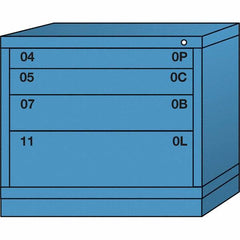 Lyon - 4 Drawer, Standard Desk Height - Single Drawer Access Cabinet - Steel, 30" Wide x 28-1/4" Deep x 26-7/8" High, Wedgewood Blue - Benchmark Tooling