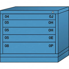 Lyon - 5 Drawer, Standard Desk Height - Single Drawer Access Cabinet - Steel, 30" Wide x 28-1/4" Deep x 26-7/8" High, Wedgewood Blue - Benchmark Tooling
