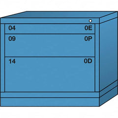 Lyon - 3 Drawer, Standard Desk Height - Single Drawer Access Cabinet - Steel, 30" Wide x 28-1/4" Deep x 26-7/8" High, Wedgewood Blue - Benchmark Tooling