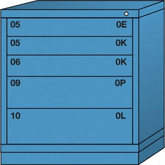 Lyon - 5 Drawer, Standard Bench Height - Multiple Drawer Access Cabinet - Steel, 30" Wide x 28-1/4" Deep x 33-1/4" High, Wedgewood Blue - Benchmark Tooling