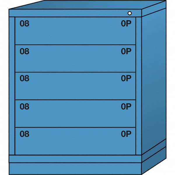 Lyon - 5 Drawer, Standard Mid-Range - Single Drawer Access Cabinet - Steel, 30" Wide x 28-1/4" Deep x 37-15/79" High, Wedgewood Blue - Benchmark Tooling