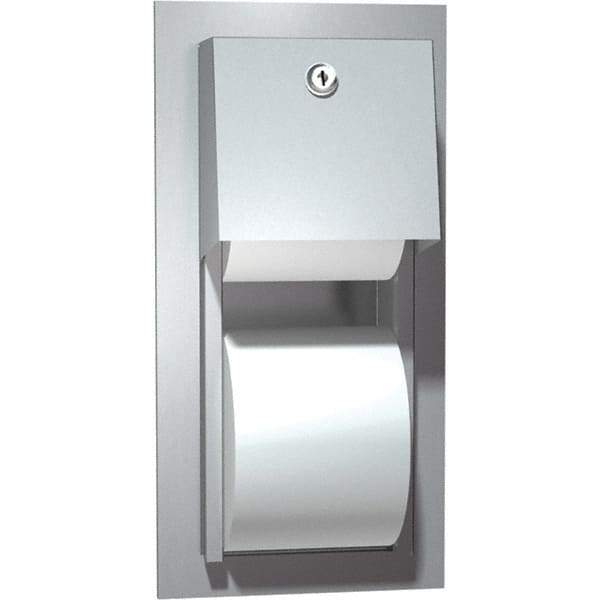 ASI-American Specialties, Inc. - Standard Double Roll Stainless Steel Toilet Tissue Dispenser - 8" Wide x 14" High x 6-1/2" Deep, Silver - Benchmark Tooling