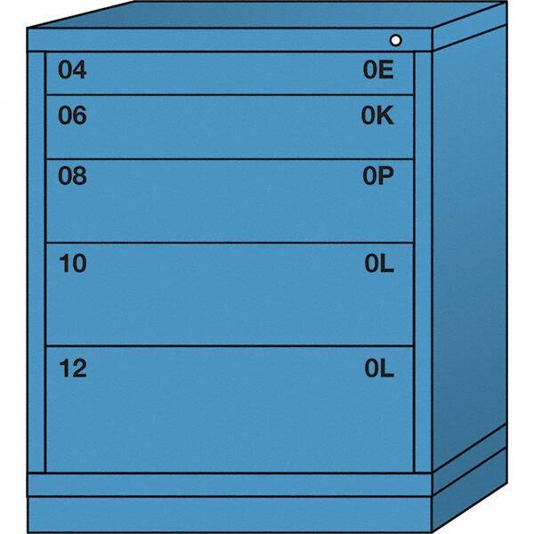 Lyon - 5 Drawer, Standard Mid-Range - Single Drawer Access Cabinet - Steel, 30" Wide x 28-1/4" Deep x 37-15/79" High, Wedgewood Blue - Benchmark Tooling
