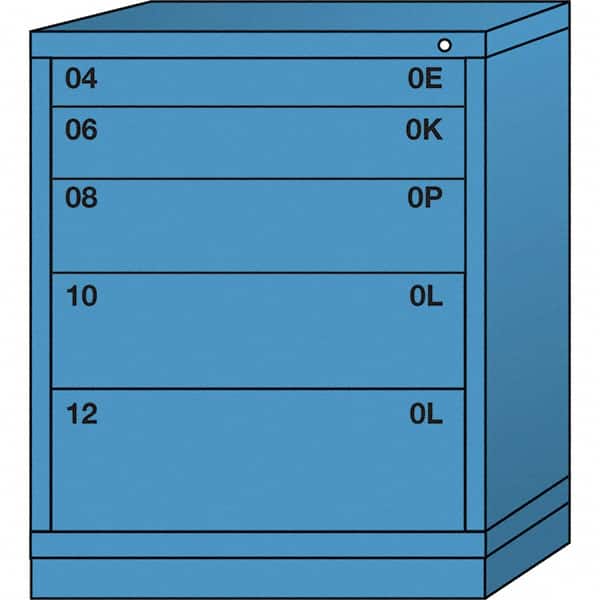 Lyon - 5 Drawer, Standard Mid-Range - Multiple Drawer Access Cabinet - Steel, 30" Wide x 28-1/4" Deep x 37-15/79" High, Wedgewood Blue - Benchmark Tooling