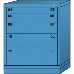 Lyon - 5 Drawer, Standard Mid-Range - Single Drawer Access Cabinet - Steel, 30" Wide x 28-1/4" Deep x 37-15/79" High, Wedgewood Blue - Benchmark Tooling