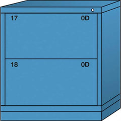 Lyon - 2 Drawer, Standard Bench Height - Single Drawer Access Cabinet - Steel, 30" Wide x 28-1/4" Deep x 33-1/4" High, Wedgewood Blue - Benchmark Tooling
