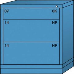 Lyon - 3 Drawer, Standard Bench Height -Multiple Drawer Access Cabinet - Steel, 30" Wide x 28-1/4" Deep x 33-1/4" High, Wedgewood Blue - Benchmark Tooling