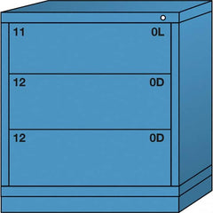 Lyon - 3 Drawer, Standard Bench Height - Multiple Drawer Access Cabinet - Steel, 30" Wide x 28-1/4" Deep x 33-1/4" High, Wedgewood Blue - Benchmark Tooling