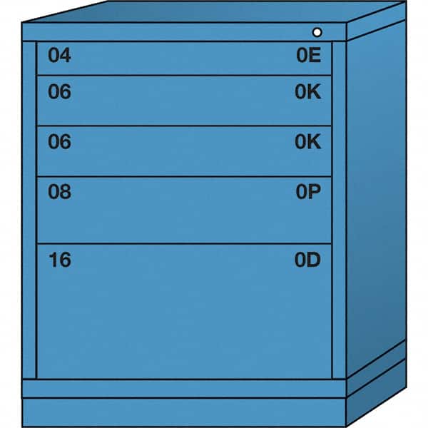 Lyon - 5 Drawer, Standard Mid-Range - Single Drawer Access Cabinet - Steel, 30" Wide x 28-1/4" Deep x 37-15/79" High, Wedgewood Blue - Benchmark Tooling