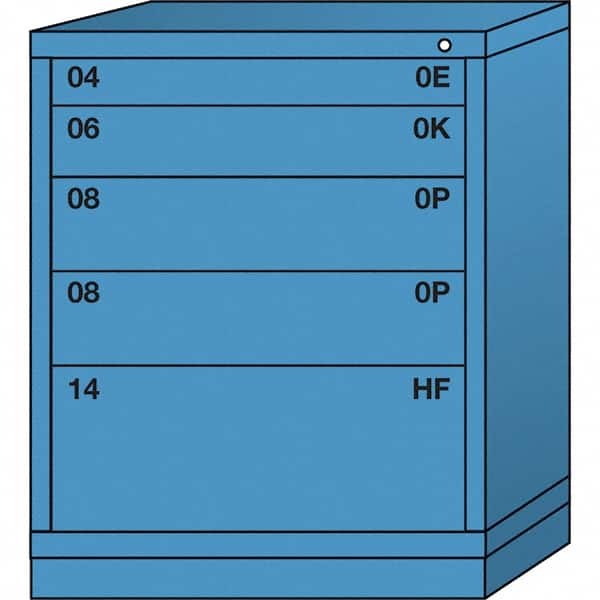 Lyon - 5 Drawer, Standard Mid-Range - Multiple Drawer Access Cabinet - Steel, 30" Wide x 28-1/4" Deep x 37-15/79" High, Wedgewood Blue - Benchmark Tooling