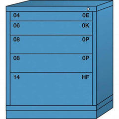 Lyon - 5 Drawer, Standard Mid-Range - Single Drawer Access Cabinet - Steel, 30" Wide x 28-1/4" Deep x 37-15/79" High, Wedgewood Blue - Benchmark Tooling