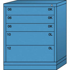 Lyon - 5 Drawer, Standard Mid-Range - Single Drawer Access Cabinet - Steel, 30" Wide x 28-1/4" Deep x 37-15/79" High, Wedgewood Blue - Benchmark Tooling
