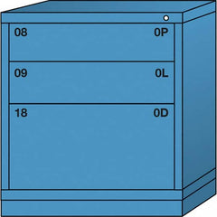 Lyon - 3 Drawer, Standard Bench Height - Multiple Drawer Access Cabinet - Steel, 30" Wide x 28-1/4" Deep x 33-1/4" High, Wedgewood Blue - Benchmark Tooling