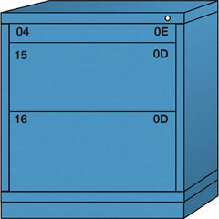 Lyon - 3 Drawer, Standard Bench Height - Single Drawer Access Cabinet - Steel, 30" Wide x 28-1/4" Deep x 33-1/4" High, Wedgewood Blue - Benchmark Tooling