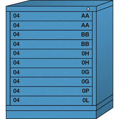 Lyon - 10 Drawer, Standard Mid-Range - Single Drawer Access Cabinet - Steel, 30" Wide x 28-1/4" Deep x 37-15/79" High, Wedgewood Blue - Benchmark Tooling
