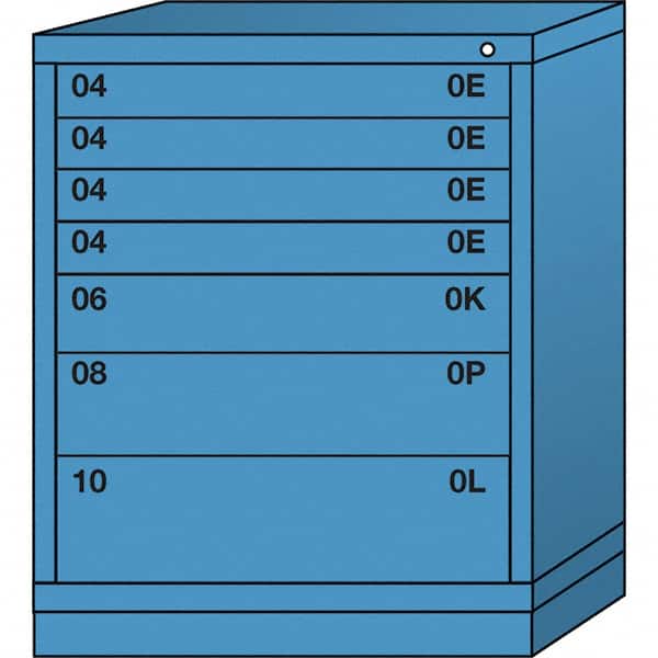 Lyon - 7 Drawer, Standard Mid-Range - Multiple Drawer Access Cabinet - Steel, 30" Wide x 28-1/4" Deep x 37-15/79" High, Wedgewood Blue - Benchmark Tooling