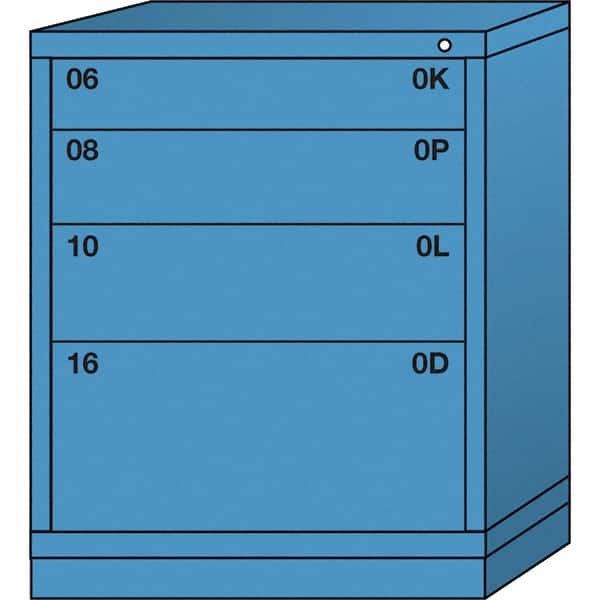 Lyon - 4 Drawer, Standard Mid-Range - Multiple Drawer Access Cabinet - Steel, 30" Wide x 28-1/4" Deep x 37-15/79" High, Wedgewood Blue - Benchmark Tooling