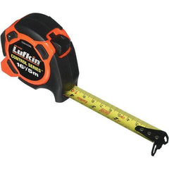 Lufkin - 16' x 3/4" Yellow Steel Blade Tape Measure - 1/8" Graduation, Inch/Metric Graduation Style, Orange/Black ABS Plastic Case - Benchmark Tooling