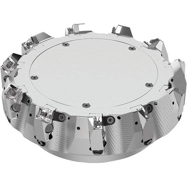 Seco - 200mm Cut Diam, 40mm Arbor Hole, 6mm Max Depth of Cut, 48° Indexable Chamfer & Angle Face Mill - 11 Inserts, SN.. Insert, Right Hand Cut, 11 Flutes, Through Coolant, Series R220.54 - Benchmark Tooling