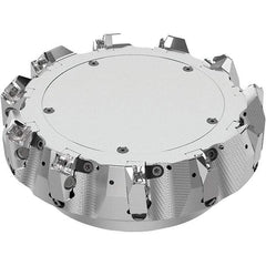 Seco - 200mm Cut Diam, 40mm Arbor Hole, 6mm Max Depth of Cut, 48° Indexable Chamfer & Angle Face Mill - 11 Inserts, SN.. Insert, Right Hand Cut, 11 Flutes, Through Coolant, Series R220.54 - Benchmark Tooling