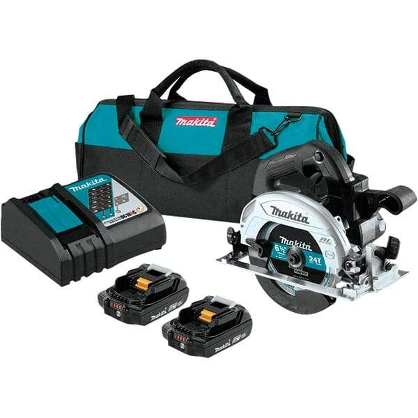 Makita - 18 Volt, 6-1/2" Blade, Cordless Circular Saw - 5,000 RPM, 2 Lithium-Ion Batteries Included - Benchmark Tooling