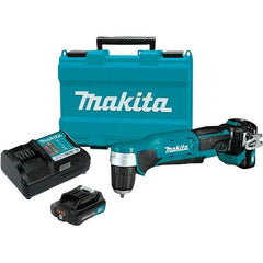 Makita - 12 Volt 3/8" Chuck Right Angle Handle Cordless Drill - 0-1100 RPM, Keyless Chuck, Reversible, 2 Lithium-Ion Batteries Included - Benchmark Tooling