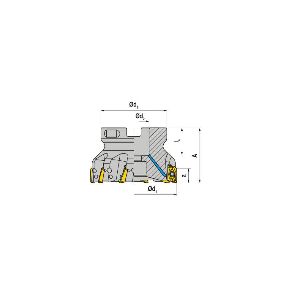 Indexable Square-Shoulder Face Mill:  A211.50.R.05-15,  22.0000″ Arbor Hole Dia, Uses  5,  XD.T 1505 Inserts,  Through Coolant,  Series  A211-15