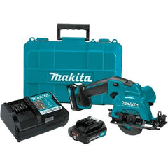 Makita - 12 Volt, 3-3/8" Blade, Cordless Circular Saw - 1,500 RPM, 2 Lithium-Ion Batteries Included - Benchmark Tooling