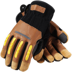 ‎120-4200/L All Purp Work Gloves - Maximum Safety - Reinforced Goatskin Leather Palm - TPR on Fingers - Exact Industrial Supply