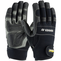 ‎120-4400/L Gloves /Liners - Gunner AV - Padded Synthetic PVC/ Black Palm - Spandex Back - Wrist Strap - Exact Industrial Supply