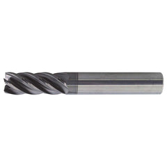 Square End Mill: 1/4'' Dia, 1-1/4'' LOC, 1/4'' Shank Dia, 3'' OAL, 5 Flutes, Solid Carbide Single End, PowerLayer Finish, Spiral Flute, 38 ° Helix, Centercutting, RH Cut, RH Flute, Series US556