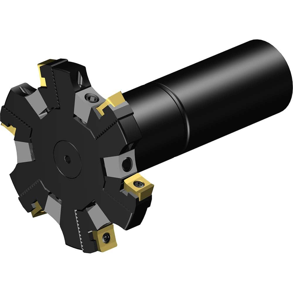 Indexable Slotting Cutter: 80 mm Cutter Dia, Straight Connection, 7.6 mm Depth of Cut, 32 mm Shank Dia, Right Hand Cut Screw & Clamp, Uses 6 R331.1A Inserts, 6 Teeth, Through Coolant