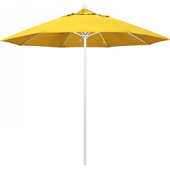 California Umbrella - Patio Umbrellas; Umbrella Diameter (Inch): 108 ; Height (Feet): 8.583 ; Fabric Color: Lemon ; Base Included: No ; Frame Material: Aluminum ; Frame Color: White - Exact Industrial Supply