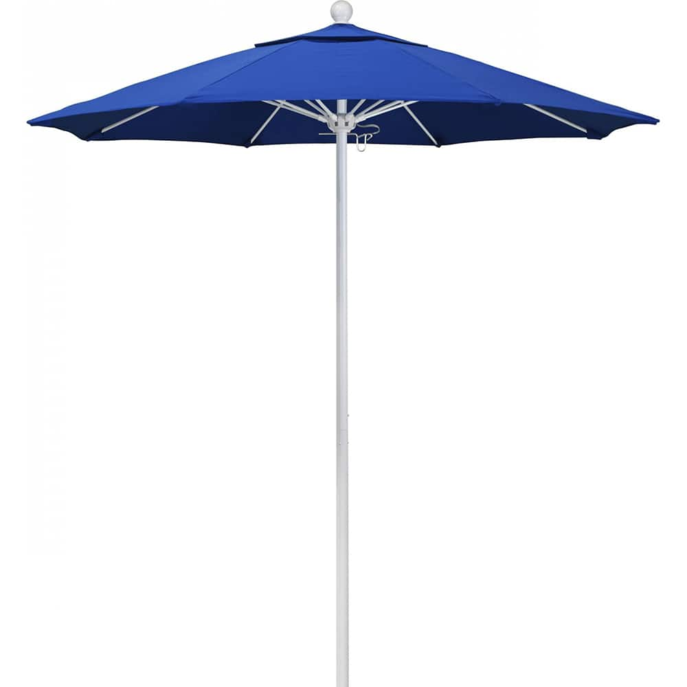 California Umbrella - Patio Umbrellas; Umbrella Diameter (Inch): 90 ; Height (Feet): 8.000 ; Fabric Color: Royal Blue ; Base Included: No ; Frame Material: Aluminum ; Frame Color: White - Exact Industrial Supply