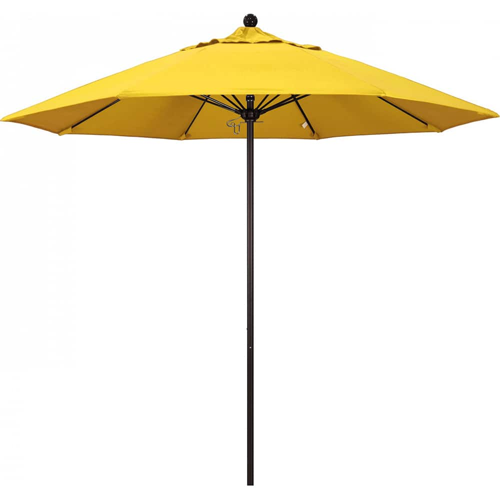 California Umbrella - Patio Umbrellas; Umbrella Diameter (Inch): 108 ; Height (Feet): 9.583 ; Fabric Color: Lemon ; Base Included: No ; Frame Material: Aluminum ; Frame Color: Bronze - Exact Industrial Supply